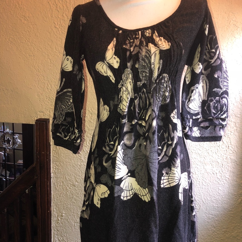 NWT Dily Black/Gray Butterfly Sweater Dress - L